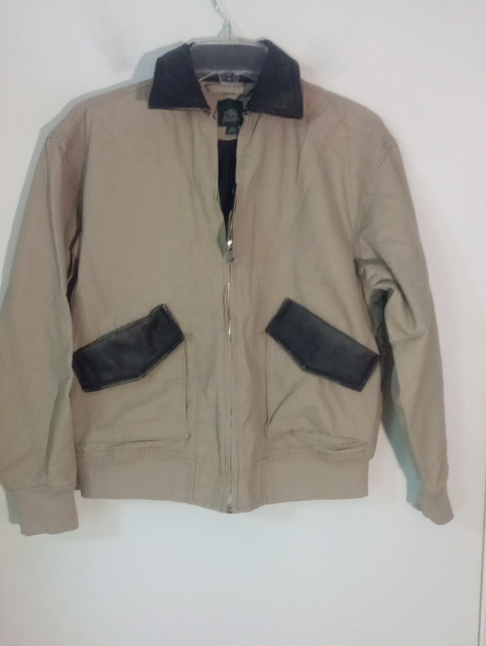 *Wild Fable Mens Tan Zip Front Jacket XXS NWT $40 Faux Leather Trim
